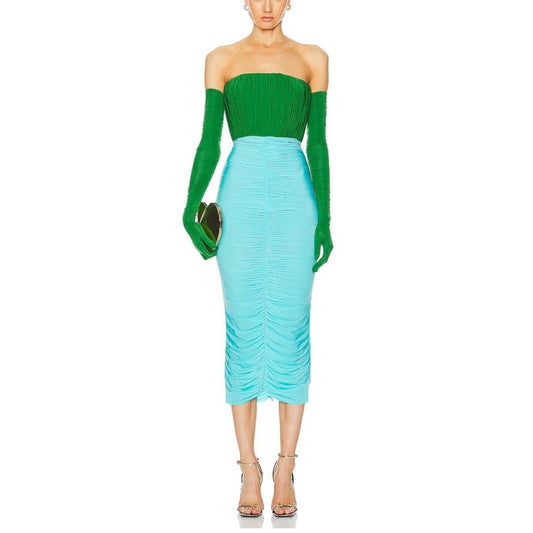 Strapless Ruched Glove Dress